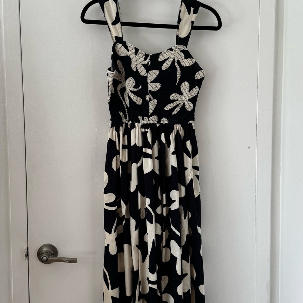 Elegant Black and White Floral Dress